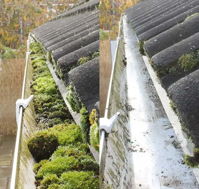 Gutter cleared by Bright Homes in the Bristol area